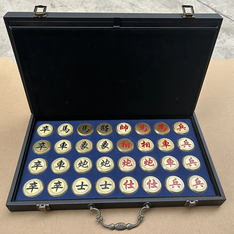 铜帮主纯黄铜实心中国象棋12斤豪华高档象棋加厚棋子折叠棋盘收藏