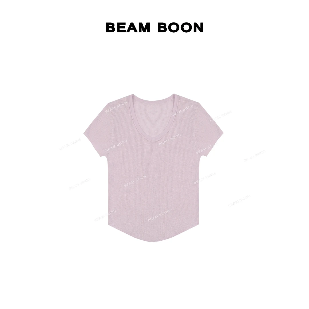 Beam Boon |【凉风T】Sisley*云朵感竹节麻肌理抗皱U领弧形显瘦短袖