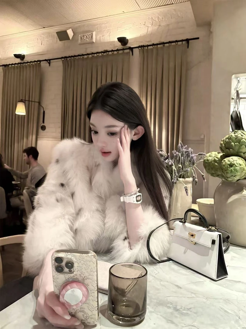 梦梦 MENGMENG｛小山猫 秋冬气质慵懒百搭皮草长袖短外套}