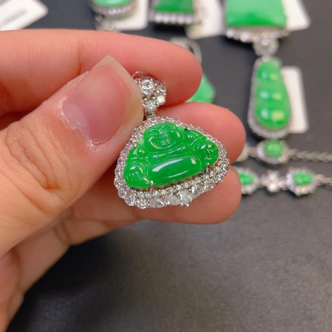 翡翠银S925镶嵌吊坠(不含链)