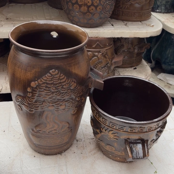 紫砂花盆口径21/39，25/21进水口2.5厘米