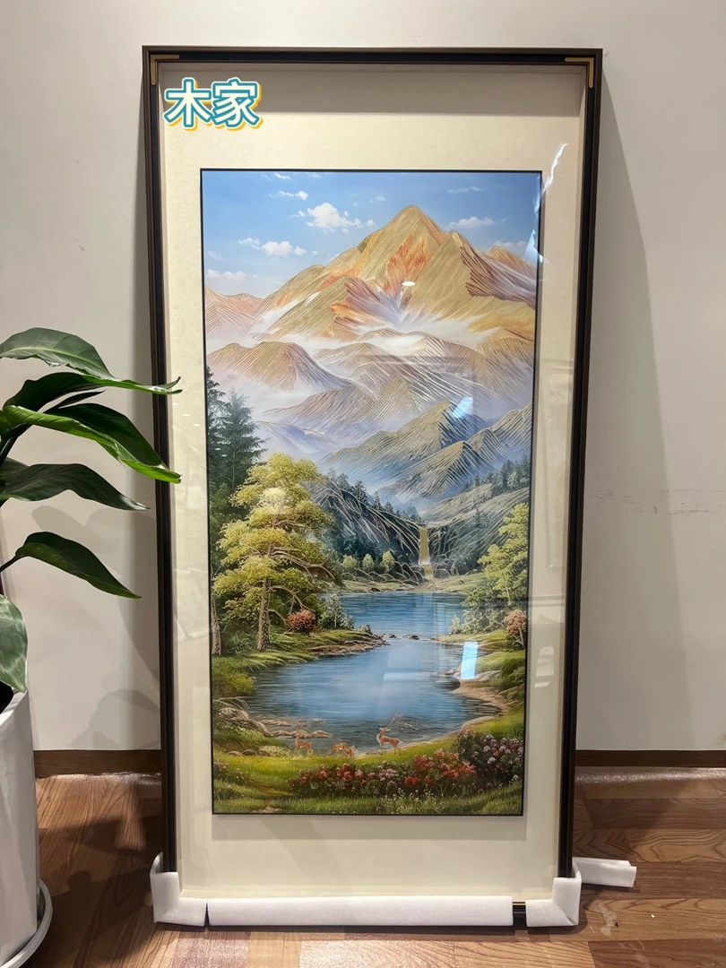 【金山聚宝盆】铜雕挂画入户迎门玄关装饰画过道走廊竖版杆端装饰画