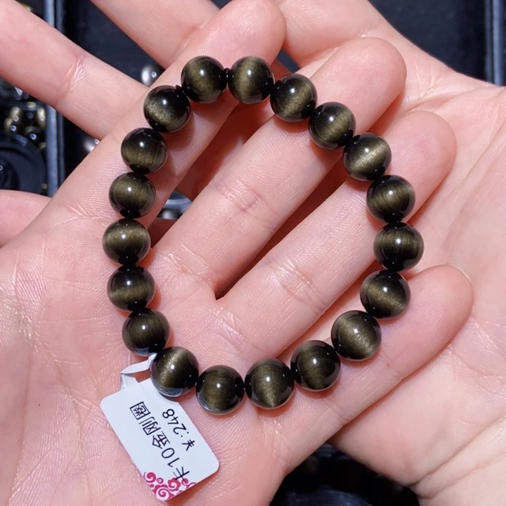黑曜岩手串未镶嵌吉**丁
