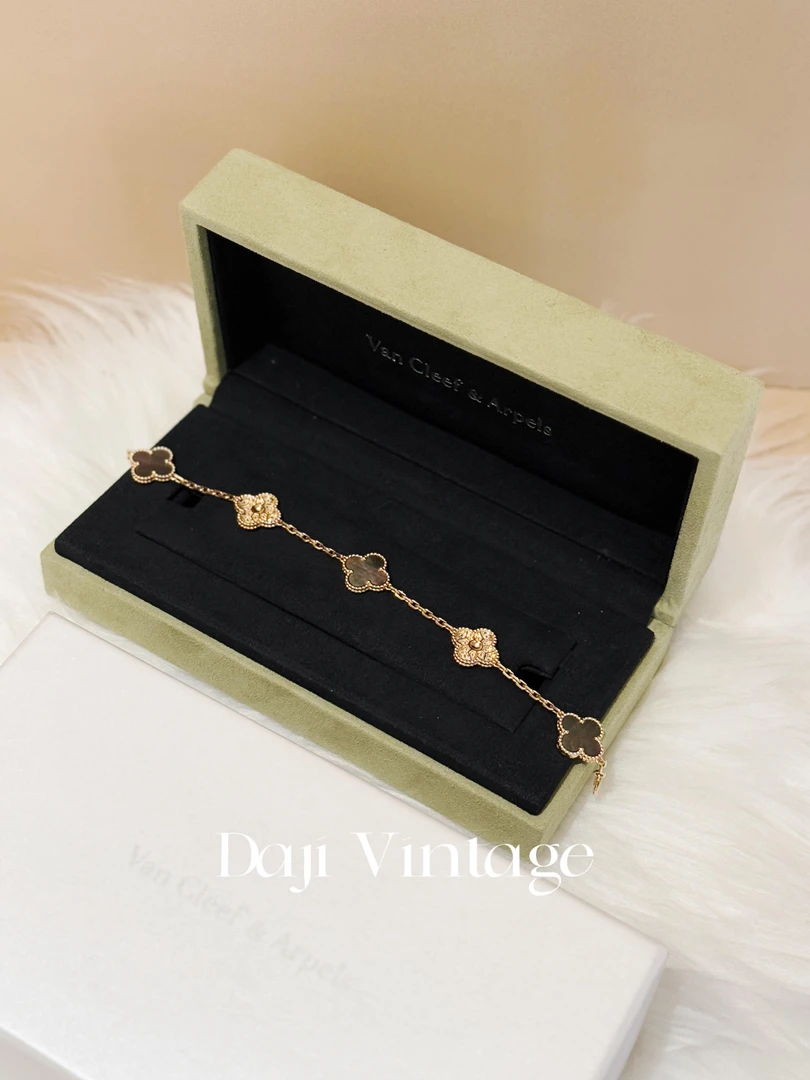 99新  大吉中古/梵克雅宝五花灰贝母镶钻手链