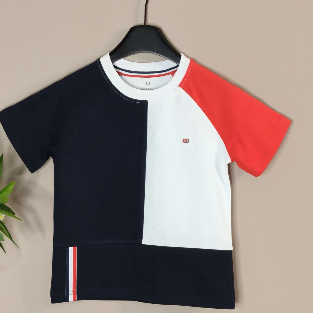 童装T家纯棉拼色新款休闲儿童时尚百搭短袖夏圆领新品T恤D105322