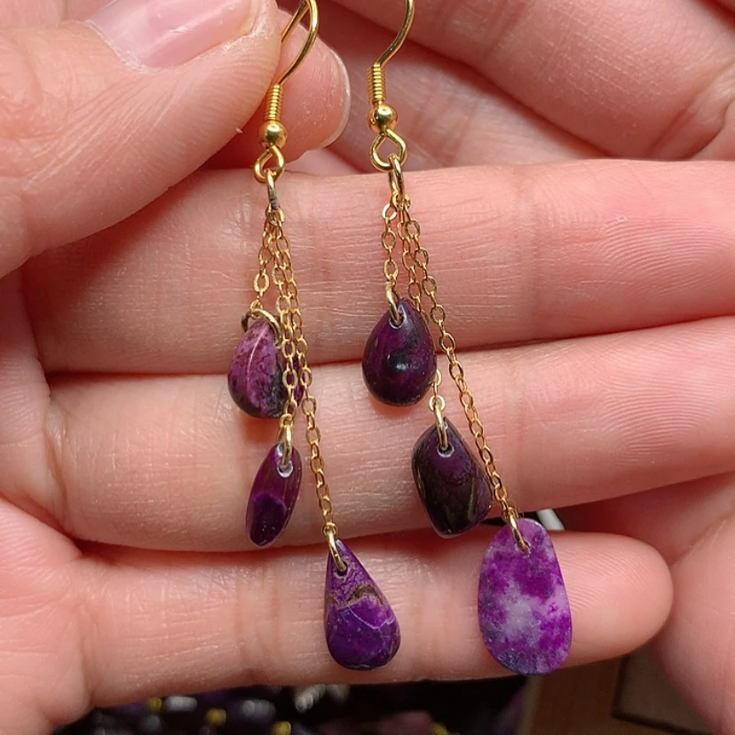 【闪购商品】苏纪石（舒俱来）耳钩银S925镀金镶嵌