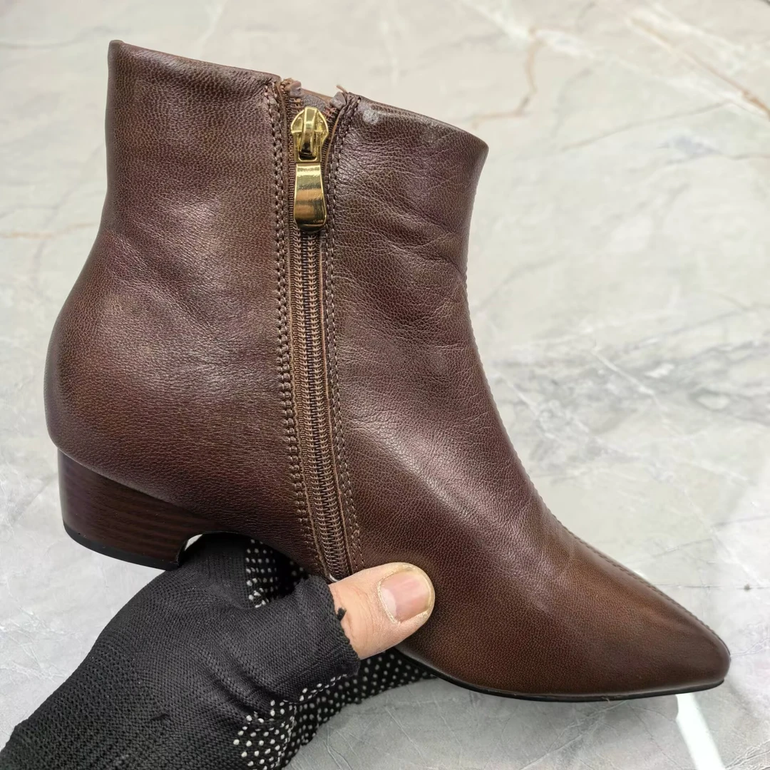 d（孤品）38码粗跟女靴(羊皮)z3098