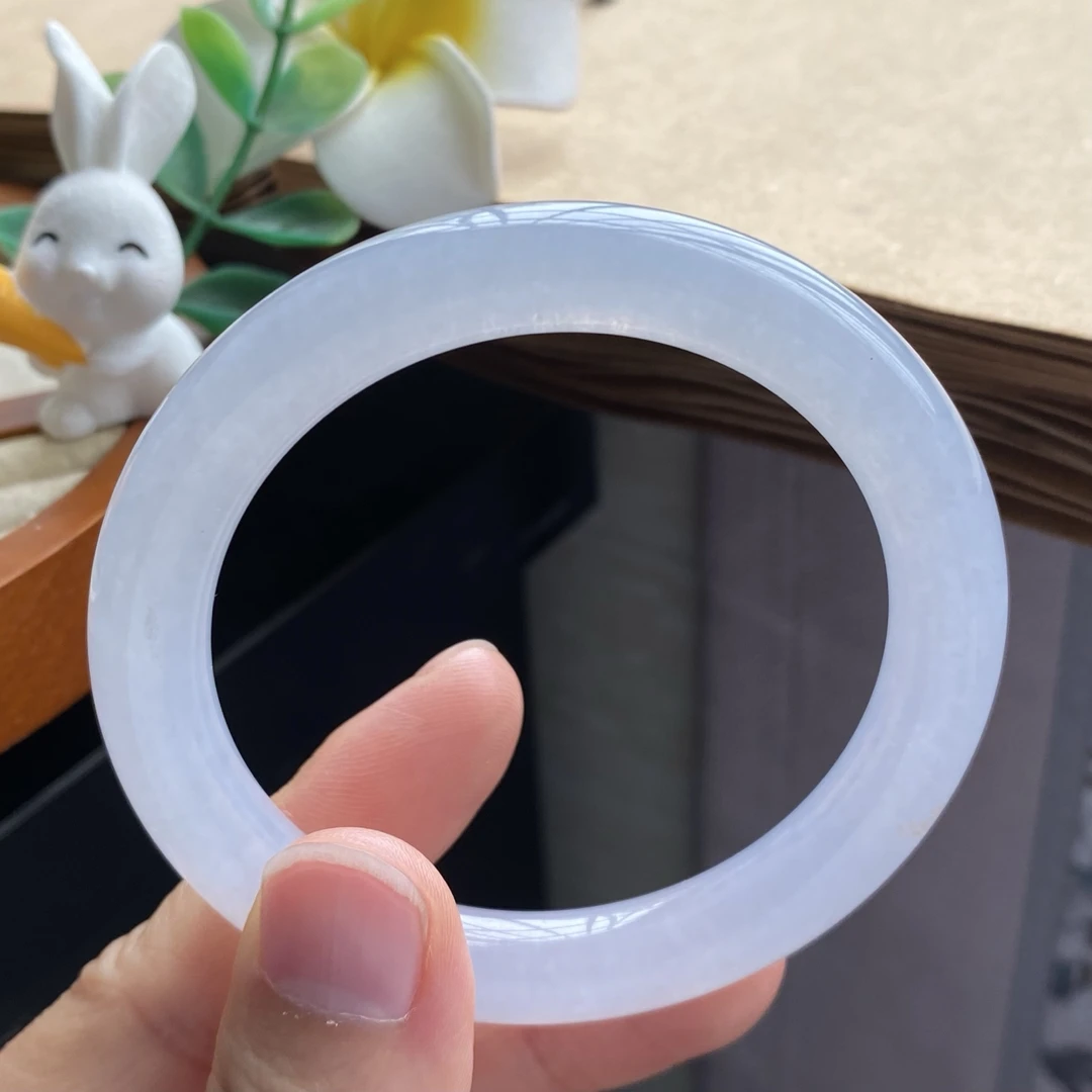 12.26批冰果冻圆条12316号53.8-9.1-9白月光果冻镯！天然翡翠手镯