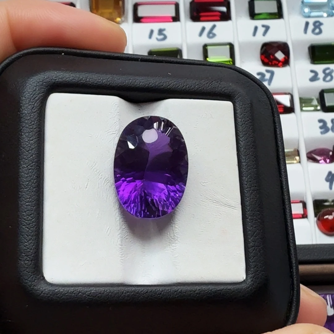 未镶嵌珠宝半成品紫晶抢购福利款，精美千禧切紫水晶卡18×13毫米
