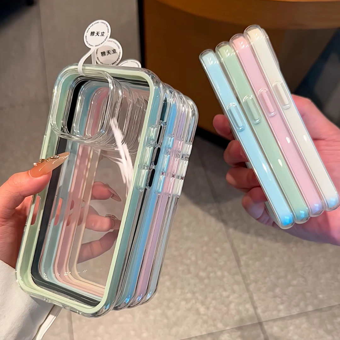 雅天立网红款彩色气囊边适用iPhone16苹果13promax手机壳15小众14