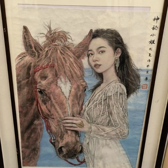 国画人物画作精品带框