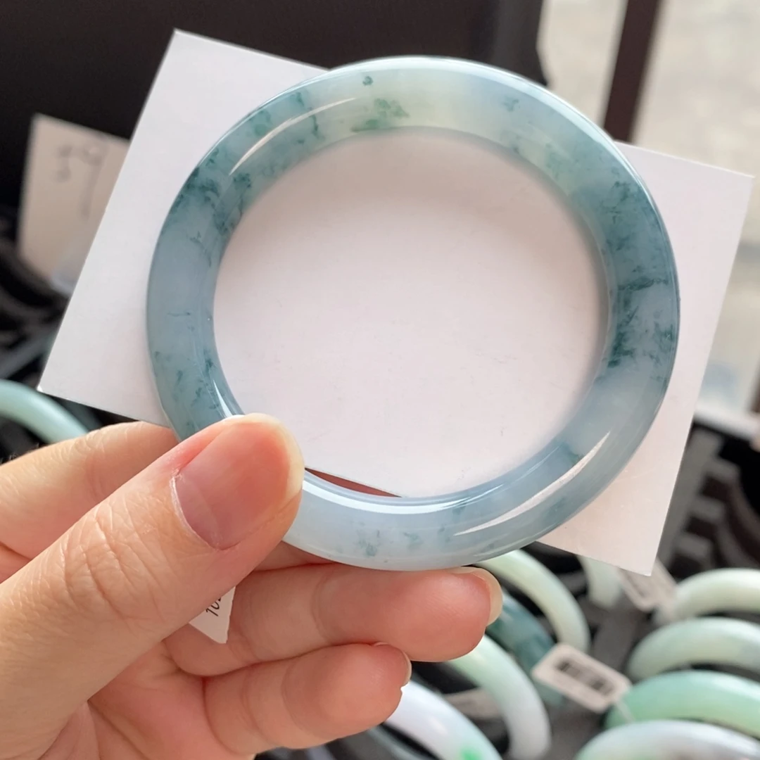 翡翠未镶嵌手镯蓝花55