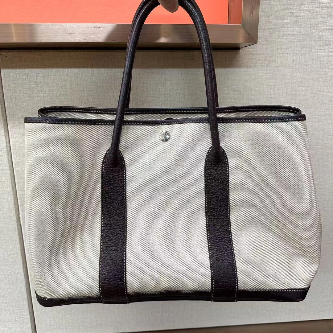 95新 Hermes/爱马仕 白色花园包/