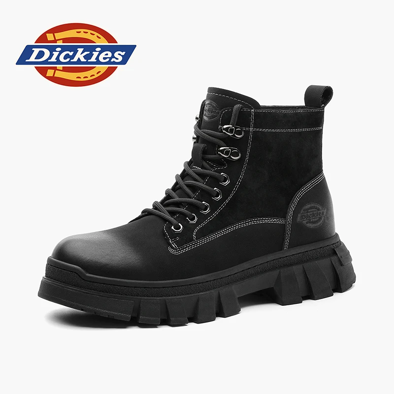 Dickies马丁靴2025冬季新款黑色百搭工装靴厚底增高潮流真皮靴子