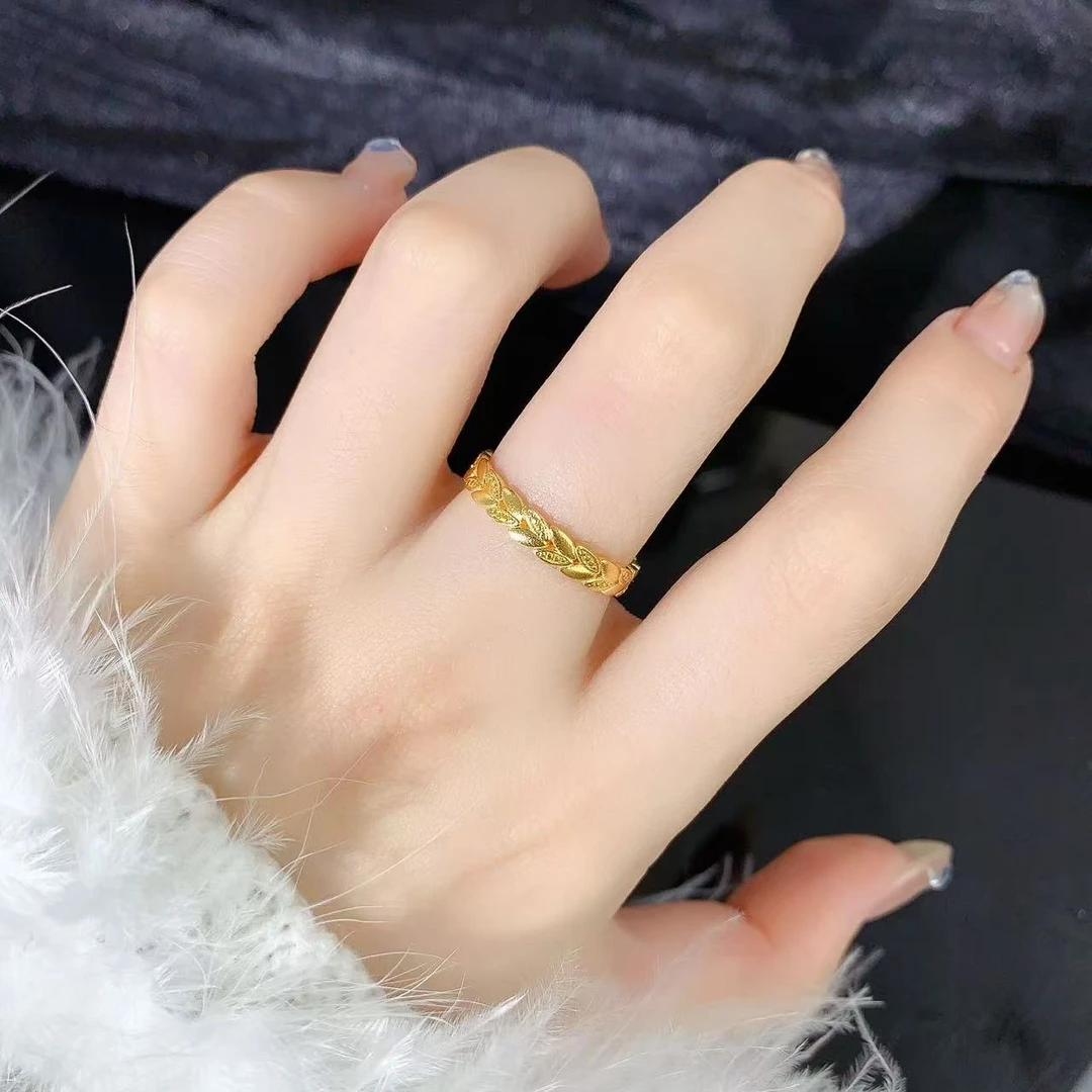 【伟新源】足金999 质感复古 古法工艺 古法麦穗戒指（点击选择圈口）