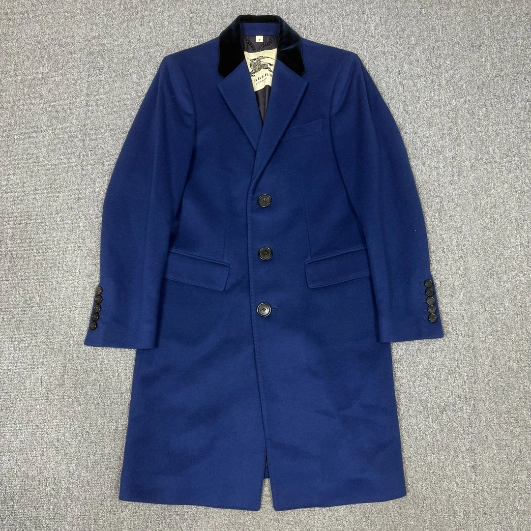 99新 BURBERRY/博柏利 13123357 蓝色羊毛大衣外套 48码99新