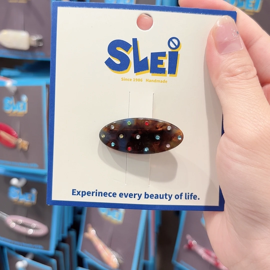 非金属布艺琥珀彩钻椭圆鸭夹