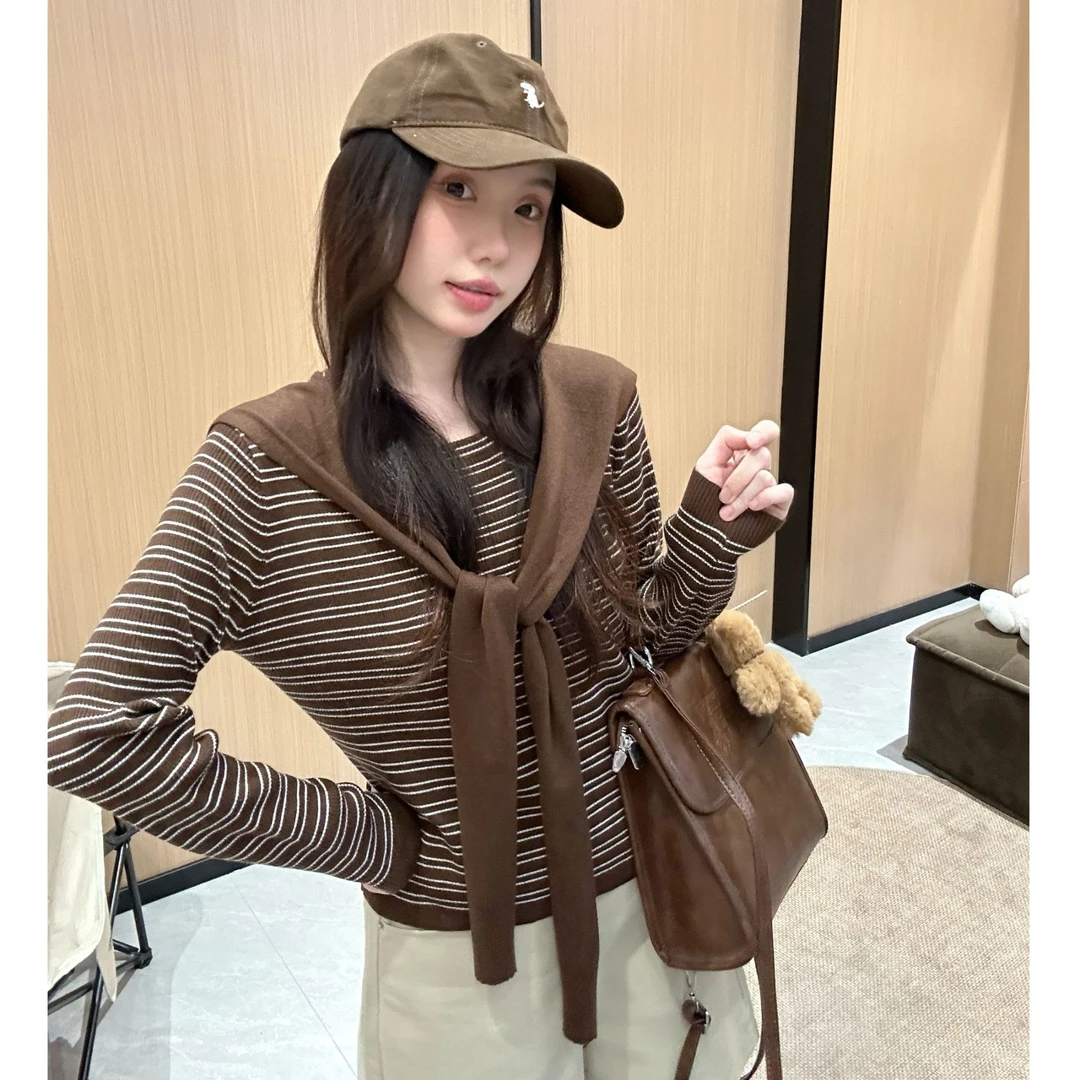 【摩卡冻冻】韩系披肩毛衣简约百搭超级好穿美拉德色系