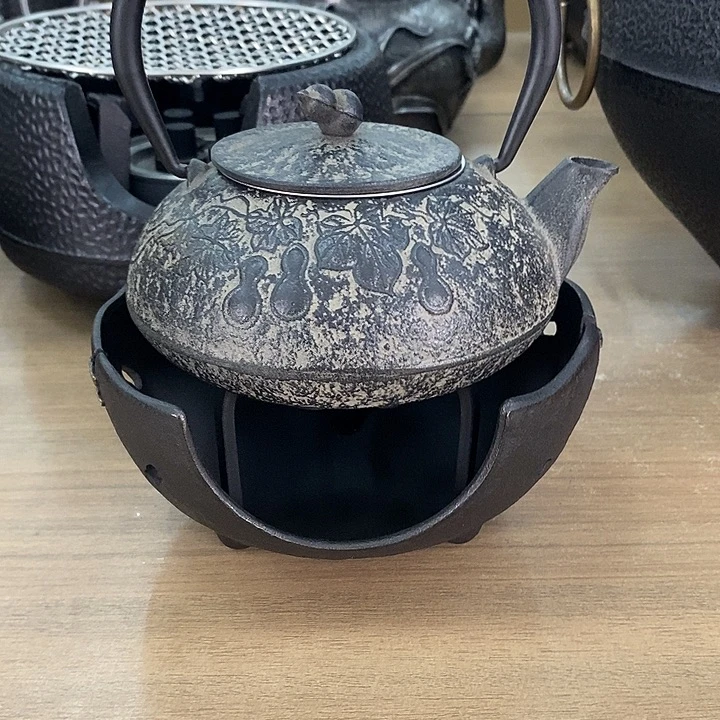 葫芦白肌砂铁壶500毫升+酒精铸铁炉一套