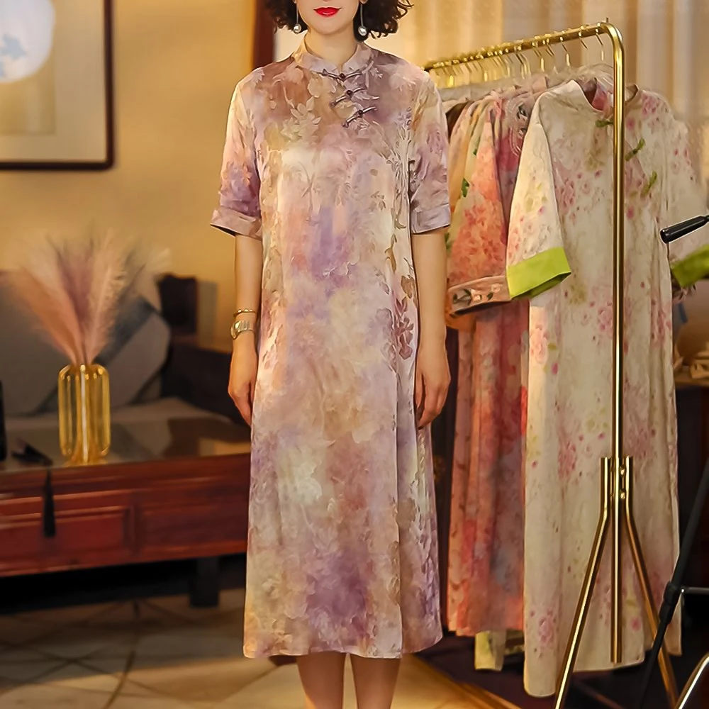 【花团锦簇】2025新款香云妈妈装连衣裙夏季复古春夏文艺中国风