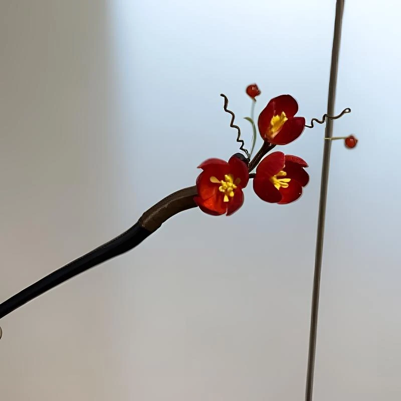 慕绒家 非遗绒花古风发簪 手工制作默认微瑕