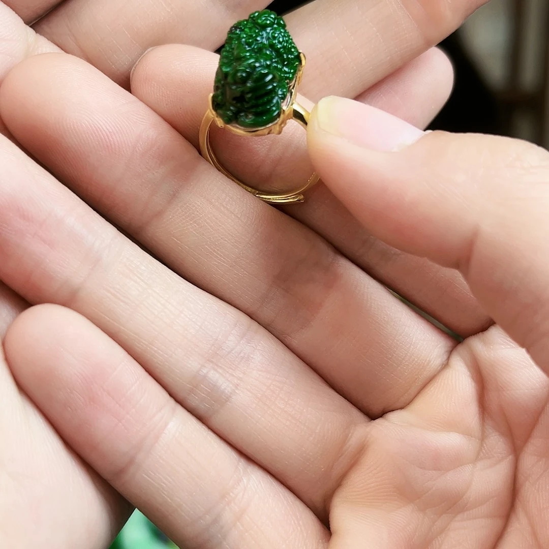 翡翠戒指银S925镶嵌戒指