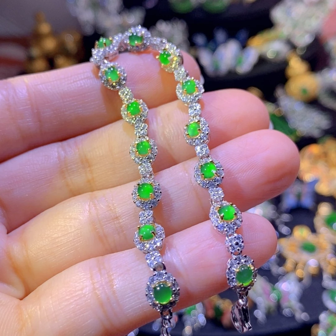 翡翠银S925镶嵌颈饰天然翡翠