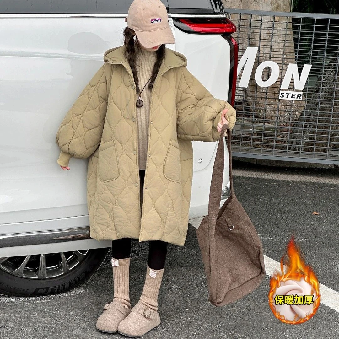 女童中长款棉服冬装2025新款大童韩版加绒大被子外套儿童保暖棉衣