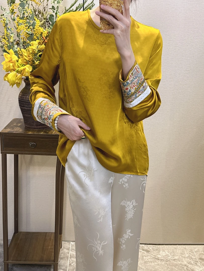 [深圳五老板]（重工刺绣）落坑工艺高品质百搭人丝提花上衣