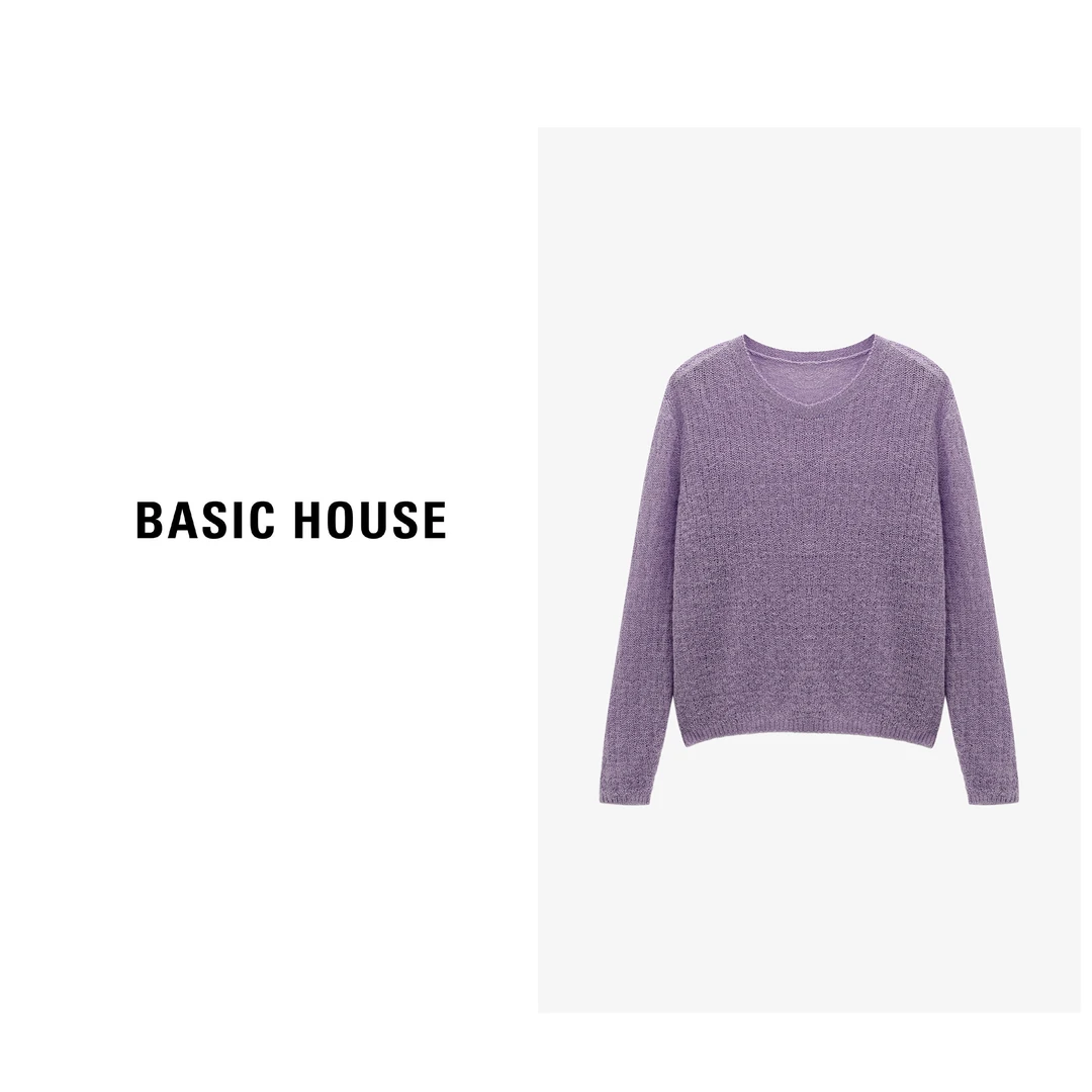 Basic House/百家好春季休闲百搭舒适通勤时尚针织衫-B0625H5O652