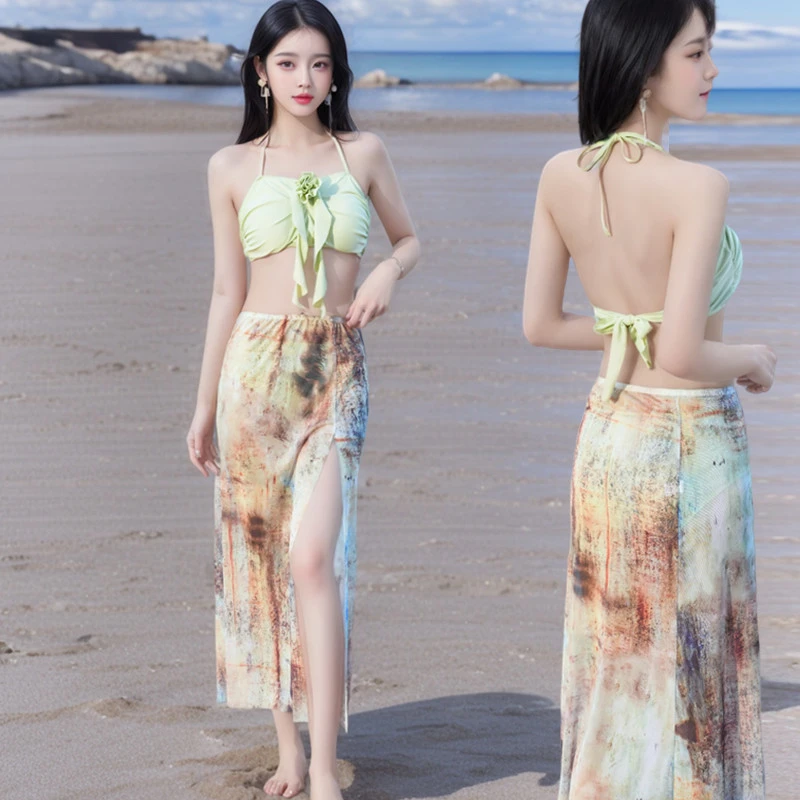 泰式辣妹比基尼分体三件套度假海边游泳衣女新款性感温泉时尚泳装
