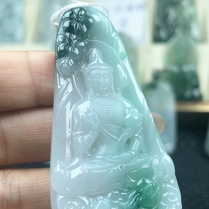 颈饰未镶嵌翡翠天然翡翠A货普贤菩萨