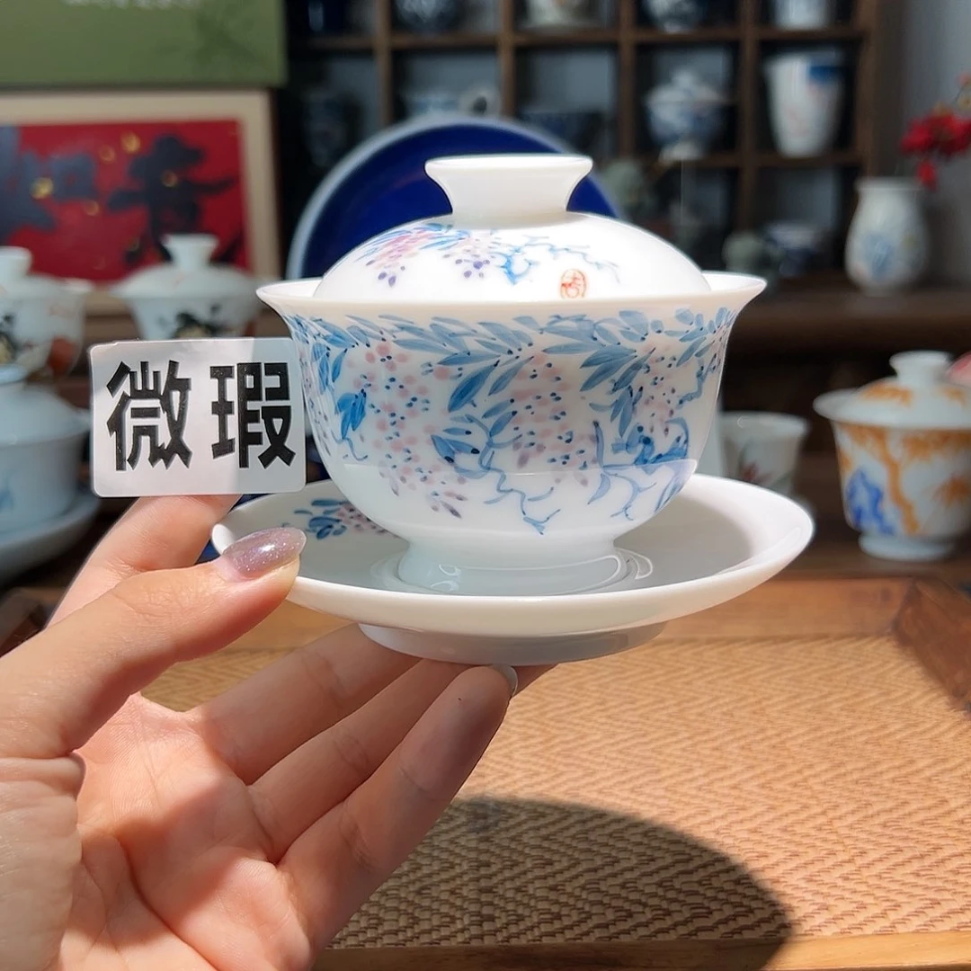 【闪购商品】微瑕 手绘 盖碗
