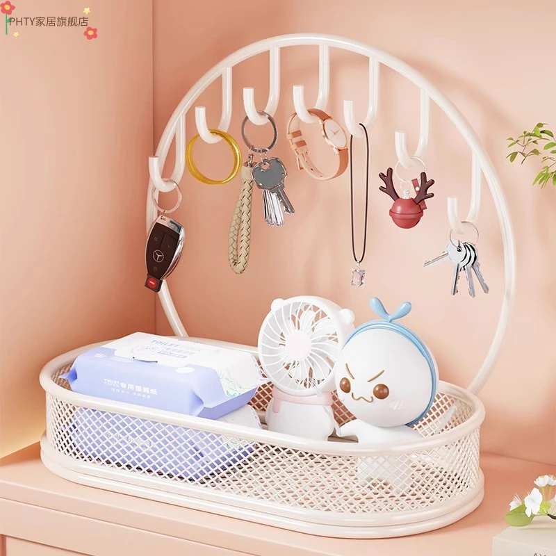 入户玄关钥匙收纳托盘挂钩摆件创意桌面饰品收纳整理鞋柜上置物架