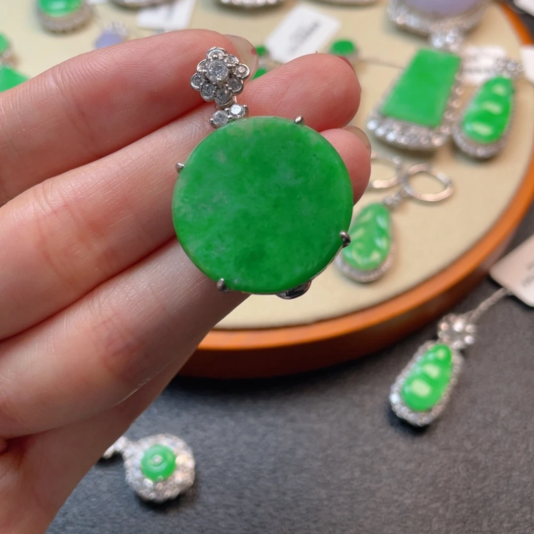 翡翠吊坠(不含链)银S925镶嵌