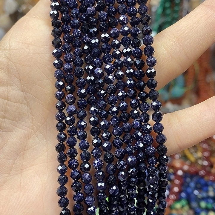 玛瑙/玉髓未镶嵌珠宝半成品蓝沙切面卡4nm（2条）