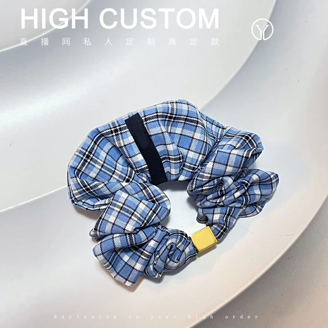 牛牛蓝色格纹发圈