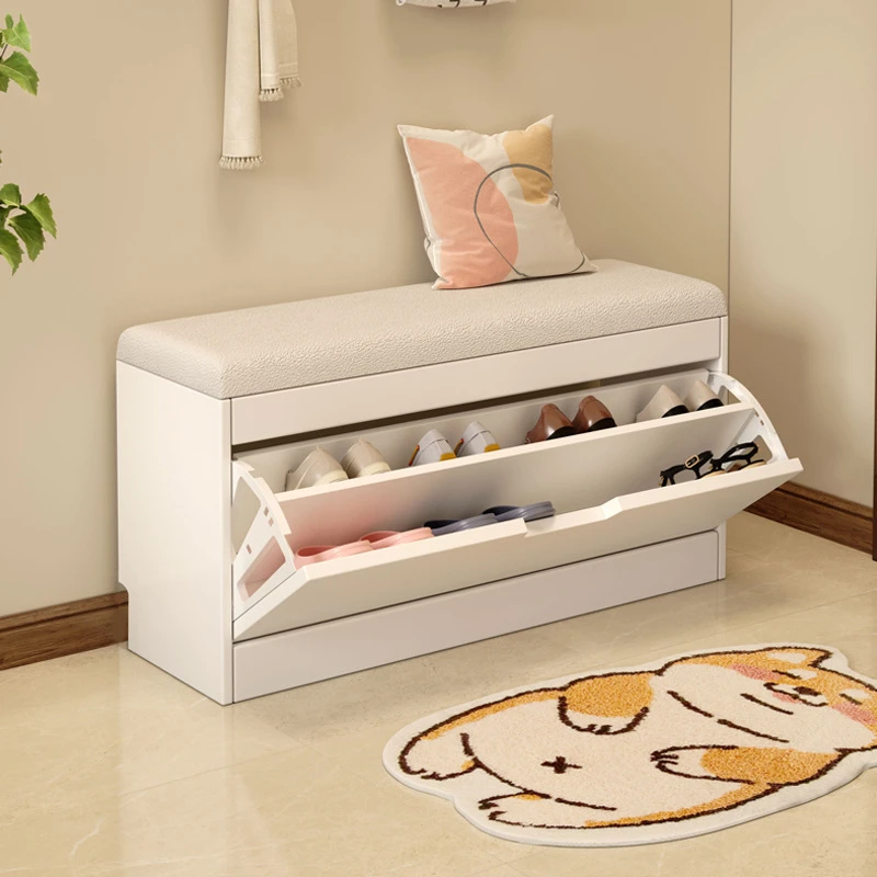 实木鞋柜简约现代经济型收纳坐垫软包换鞋家用鞋架翻斗穿鞋条凳