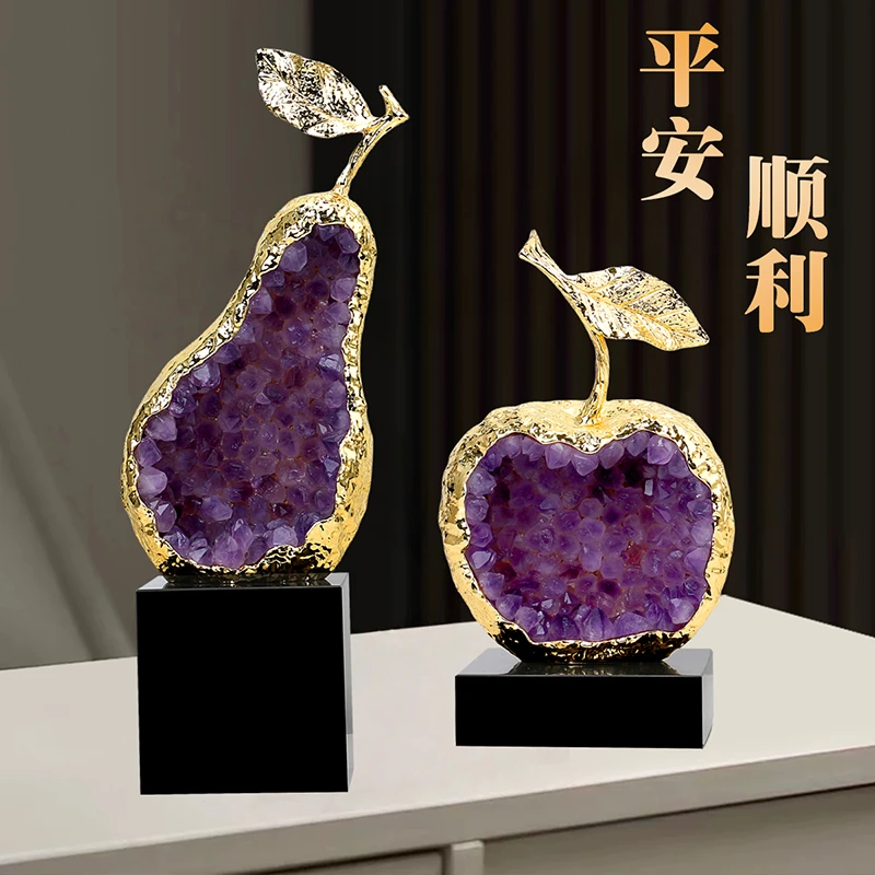 装饰品客厅摆件苹果雪梨平安顺利乔迁送礼家居摆件酒柜电视柜摆设