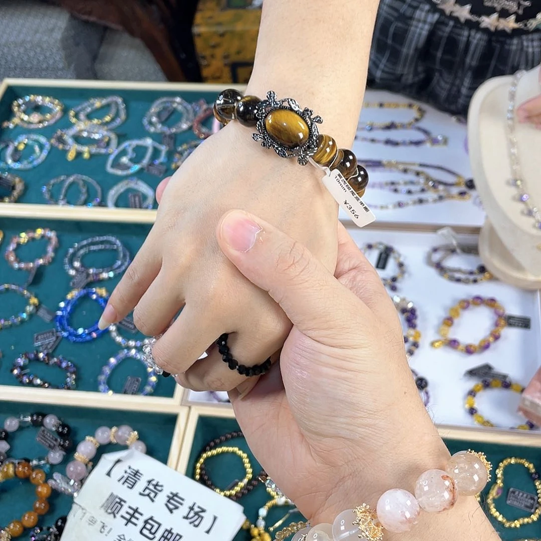 水晶手链银S925镀金镶嵌