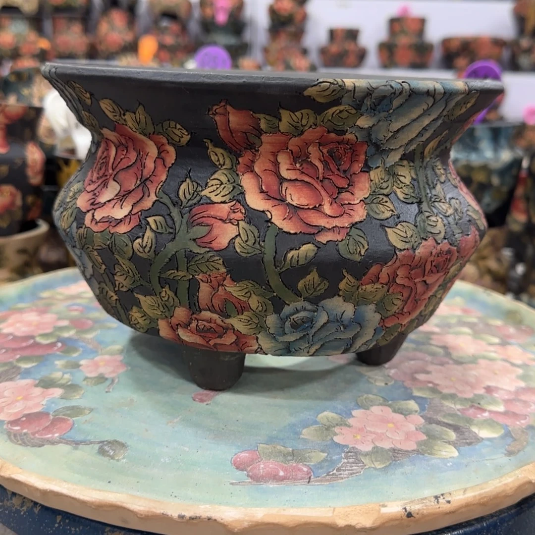 *****紫砂花盆精品多肉手绘花盆