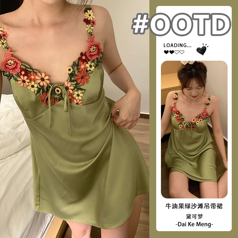 人间理想！纯欲沙滩裙女款夏季露背性感带胸垫薄款睡裙可外穿睡衣