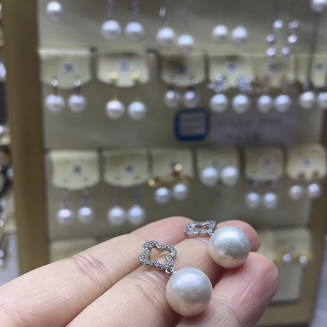 淡水珍珠耳饰银S925镶嵌