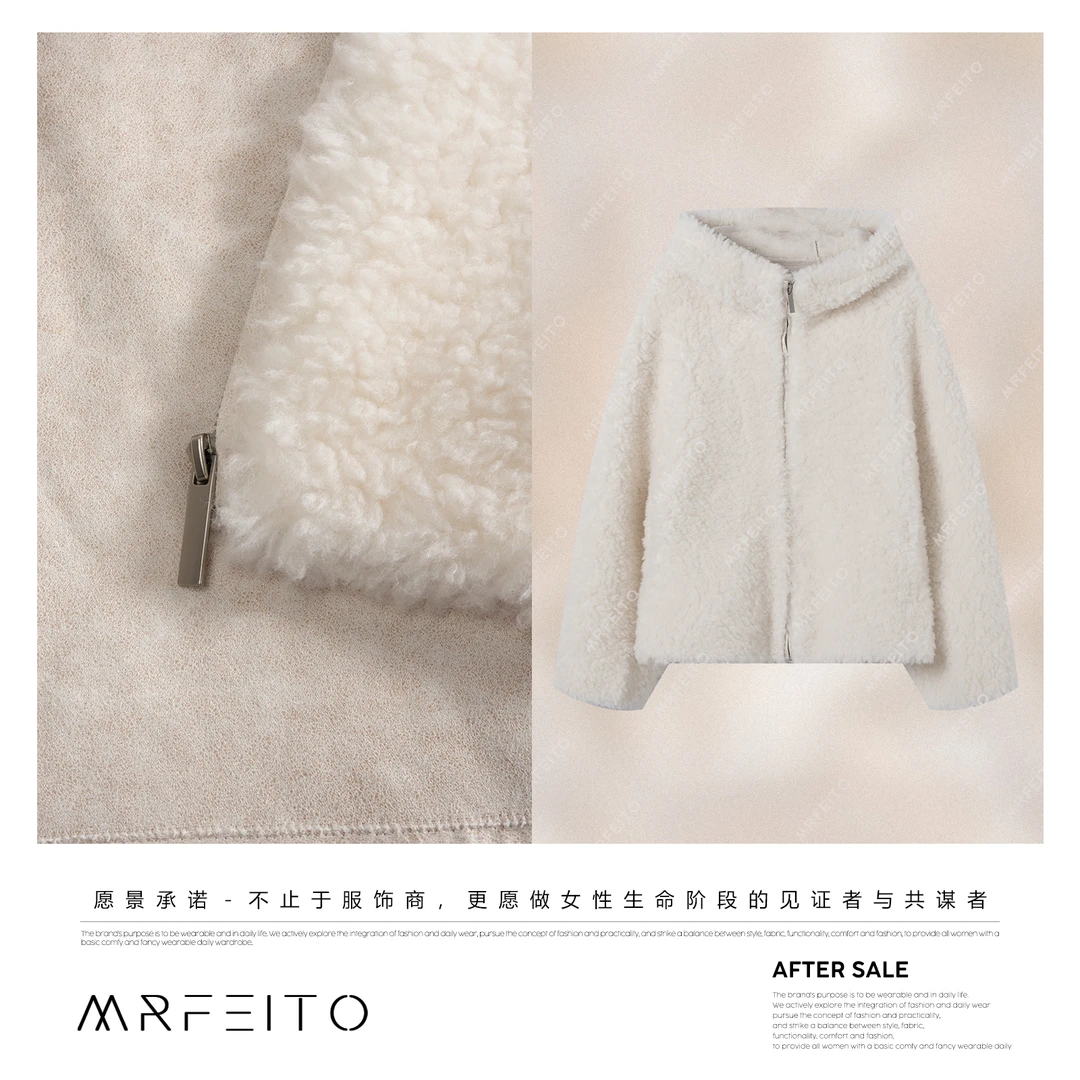 MRFEITO【布朗尼】新款设计师羊毛时尚连帽百搭外套H322W02D35094