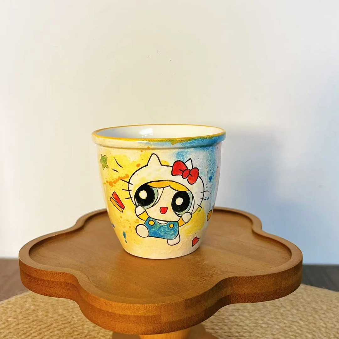 【直播-不带盒子】高温釉下彩大号手握杯卡通可爱手工陶瓷杯201