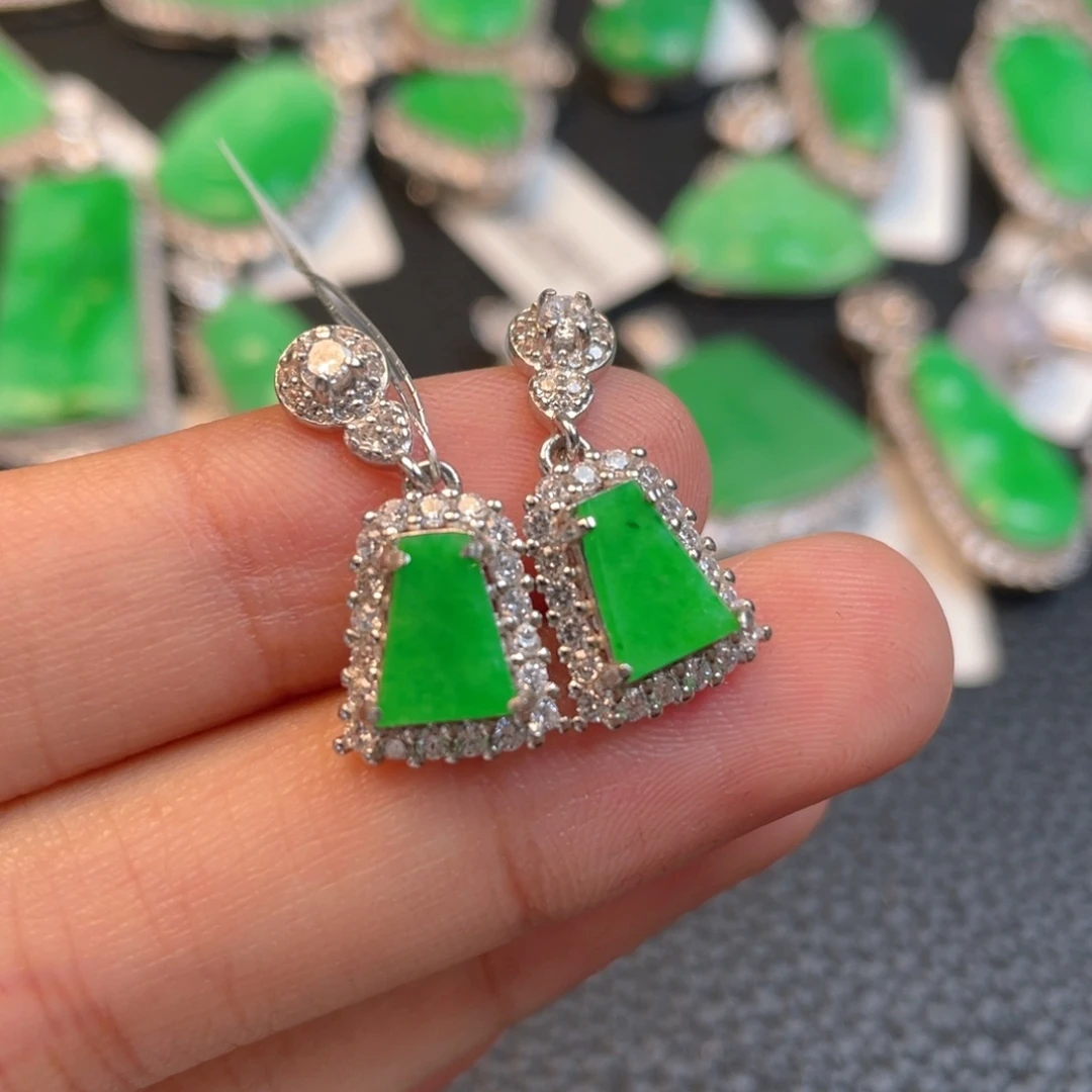 翡翠银S925镶嵌吊坠(不含链)耳坠