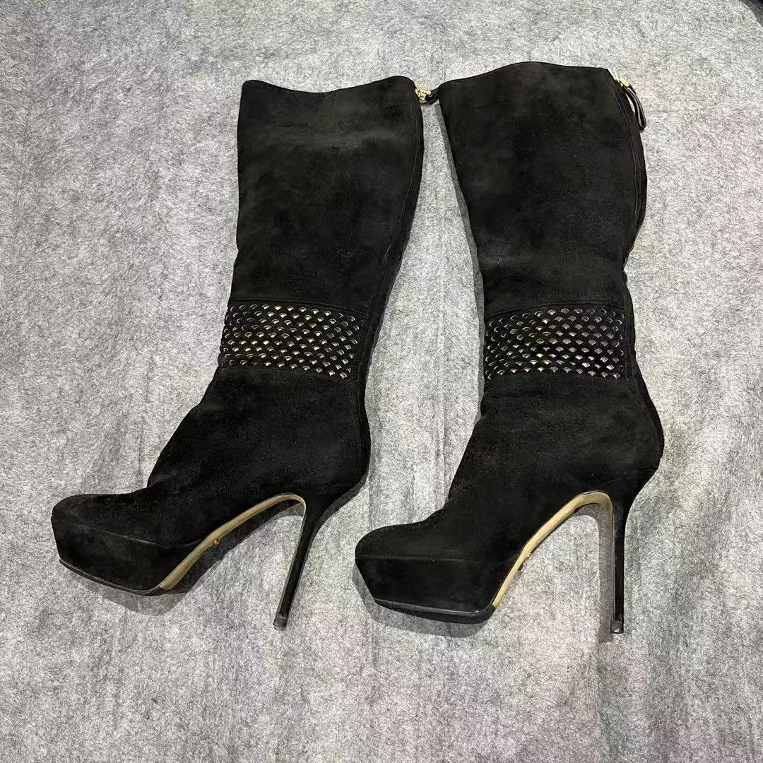 95新 StuartWeitzman/思缇韦曼 专拍/Sergiorossi麂皮高跟靴37码