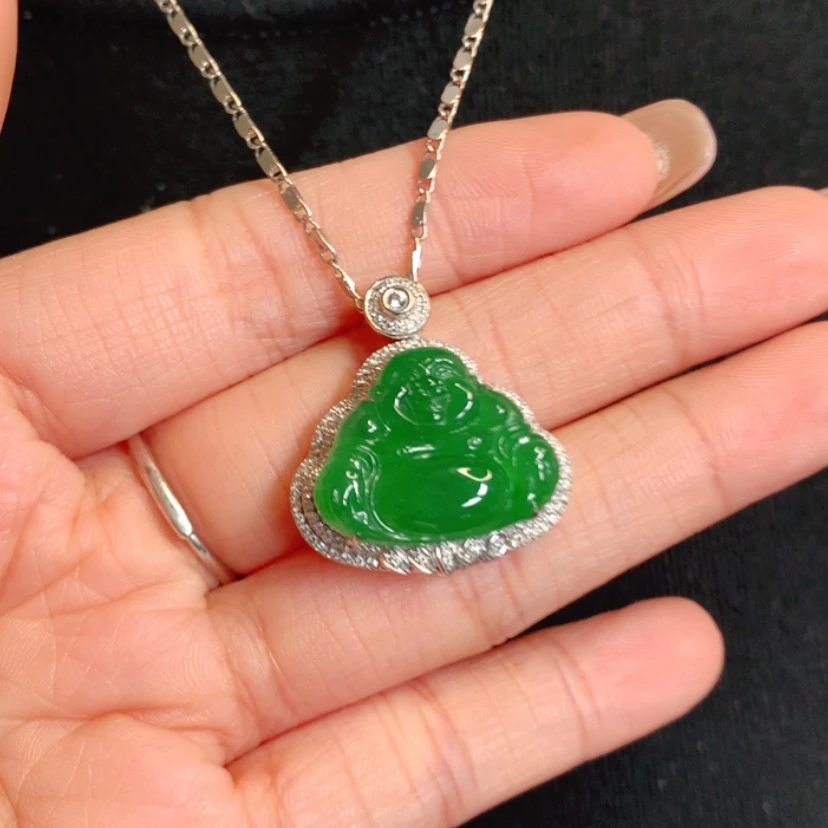 【闪购商品】颈饰18K金镶嵌翡翠佛公