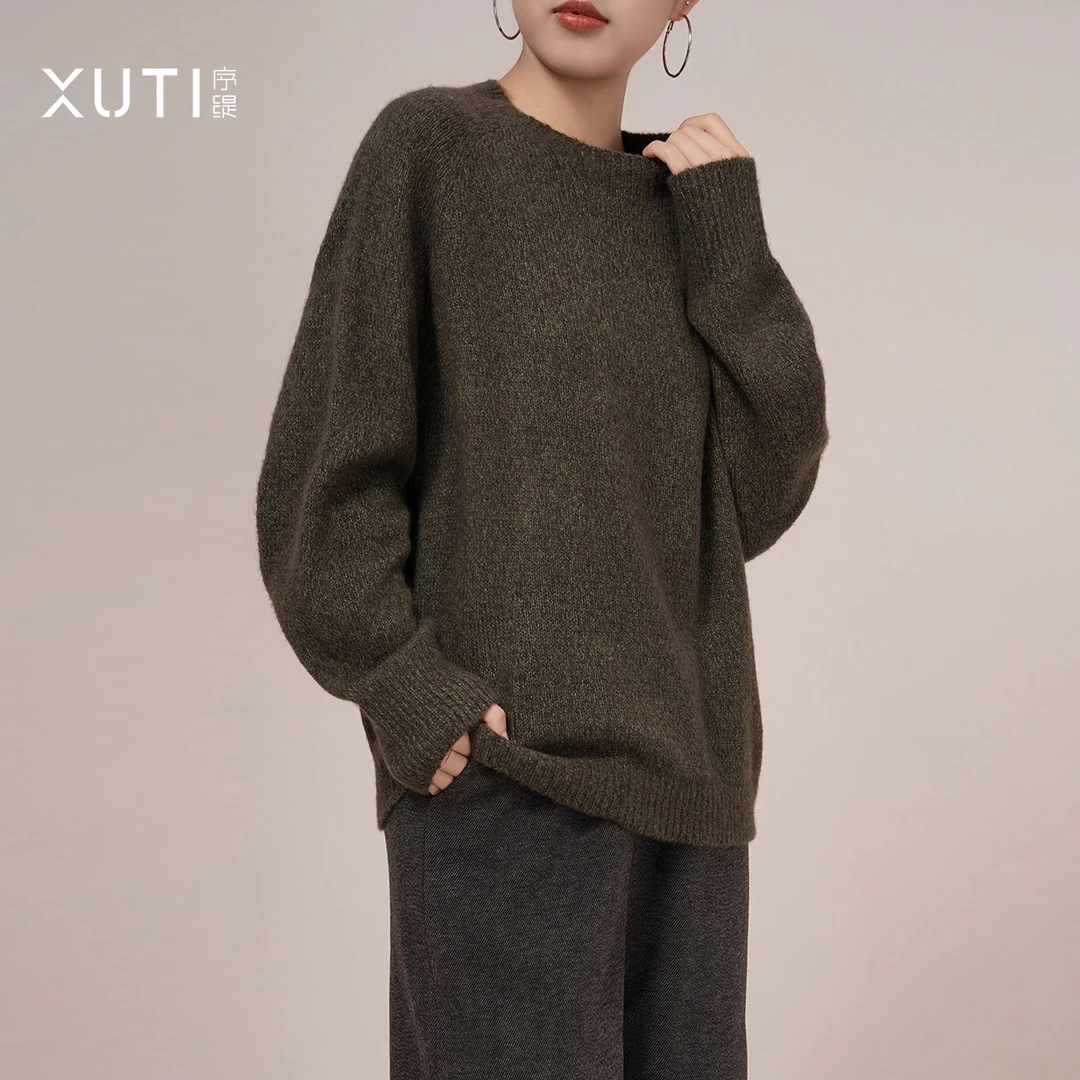 序缇秋季山羊绒桑蚕丝毛衣女2025新款百搭针织上衣J77-22567