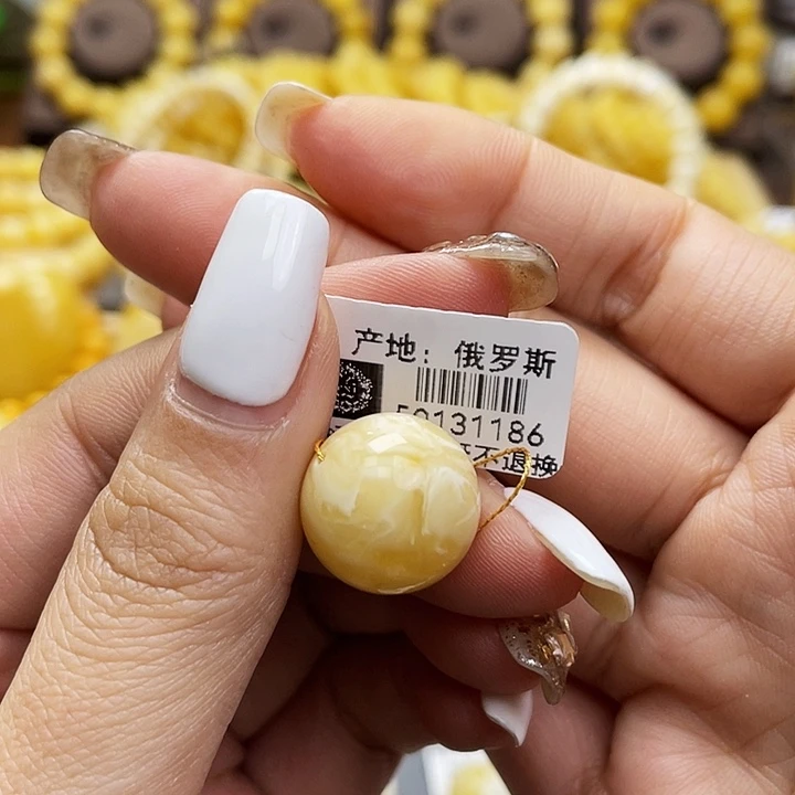 琥珀裸石未镶嵌心*～单珠尺寸15.8mm微瑕